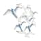 38" Blue Metal Bird Wall Décor with Brown Distressed Accents